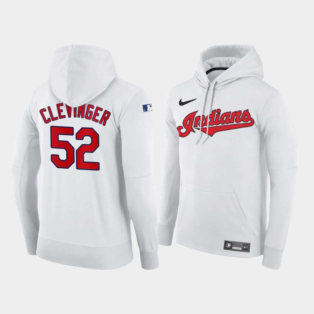 Men Cleveland Indians 52 Clevinger white home hoodie 2021 MLB Nike Jerseys